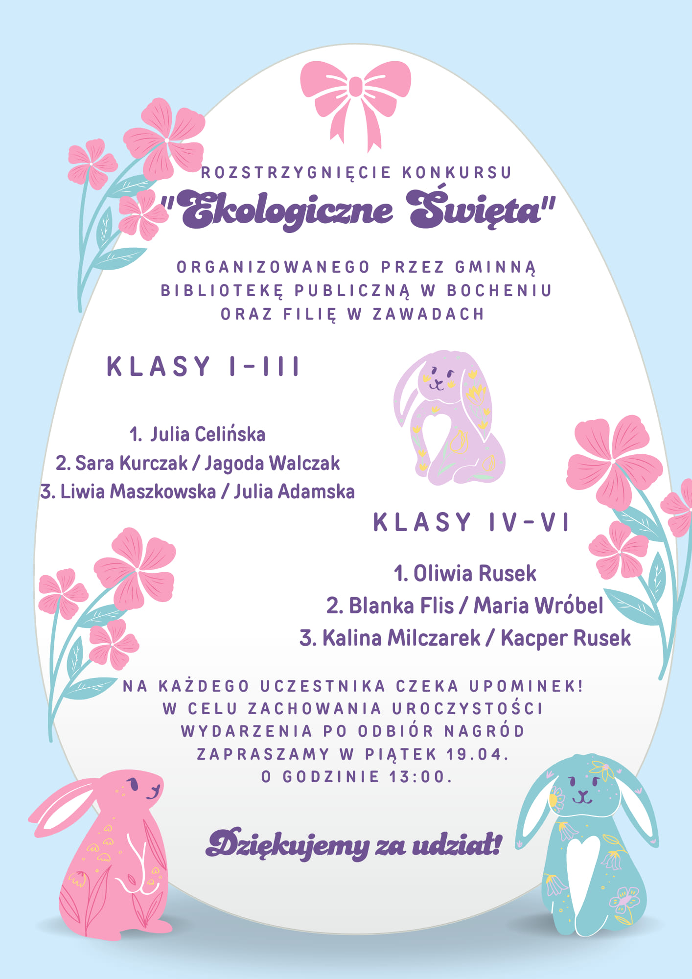 Rozstrzygnięcie konkursu „Ekologiczne Święta”